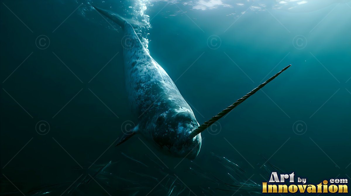 A sperm whale hunting deep, angled down into water that goes black beyond it