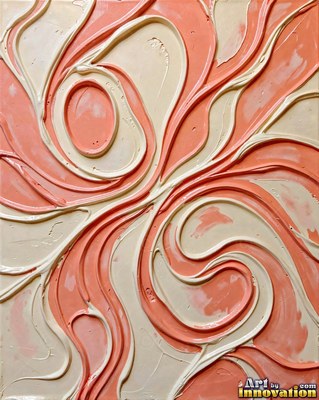 Abstract magenta and turquoise acrylic pour with glossy cells and swirling currents