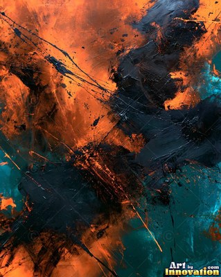 Abstract magenta and turquoise acrylic pour with glossy cells and swirling currents