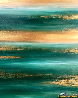 Abstract crimson red and silver paint splashes with flecks of gold leaf on a white ground