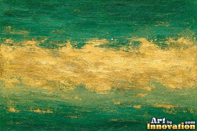 Abstract crimson red and silver paint splashes with flecks of gold leaf on a white ground