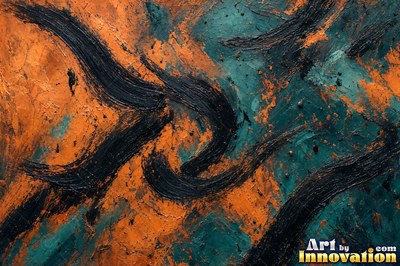 Abstract magenta and turquoise acrylic pour with glossy cells and swirling currents