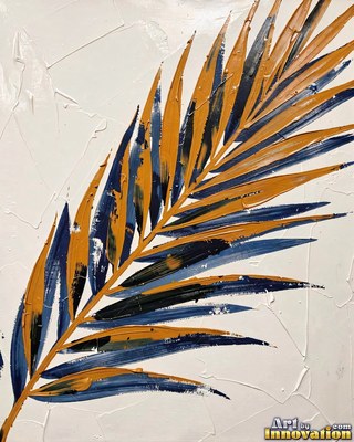 Black monstera leaves edged in gold with ferns glowing behind them