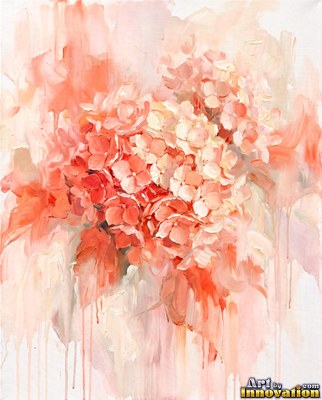 Bouquet of deep crimson peonies with silver-green leaves