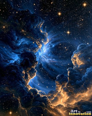 Radiant spiral galaxy in black and gold with a glowing core