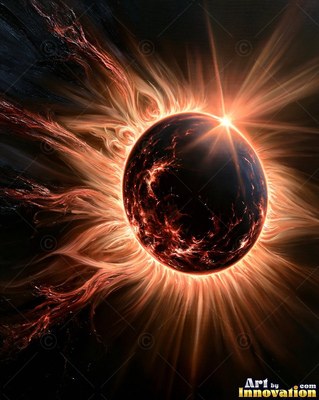 Radiant spiral galaxy in black and gold with a glowing core
