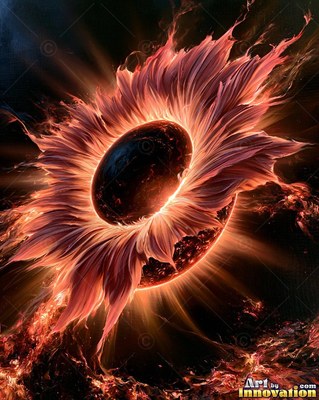 Phases of the moon arranged in an arc across a magenta and turquoise starry sky