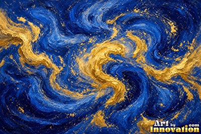 Radiant spiral galaxy in black and gold with a glowing core