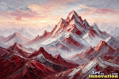 Snowy mountain peaks mirrored in a still alpine lake