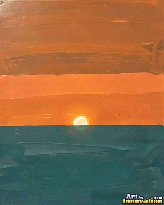 Desert dunes under a blazing sunset sky