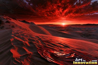 Calm ocean sunset with a long glowing reflection on the water