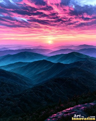 Lone tree silhouetted on a hilltop against a fiery sunset