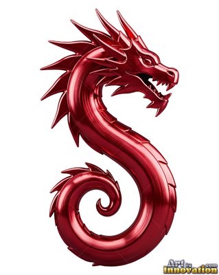 Polished red dragon curling into a S shape