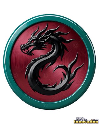 Dragon medallion with a brushed red center