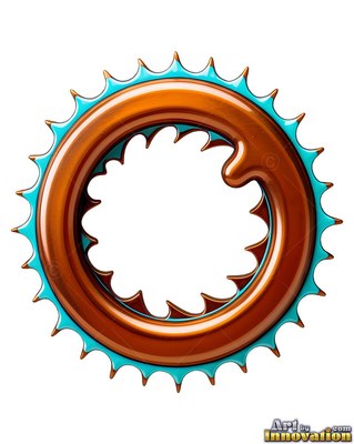 A copper dragon tail ring trimmed with cyan spikes