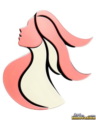 Side view of a woman with pink hair in metal relief