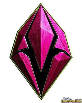 A pink metal man stands upright, shining with a brushed magenta texture