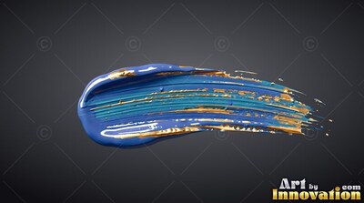 Thick gold lines across a blue paint stroke over a plain dark gray backdrop