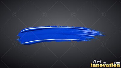 A blue brush stroke sweeps across gray space, reflecting bright white highlights along its edges