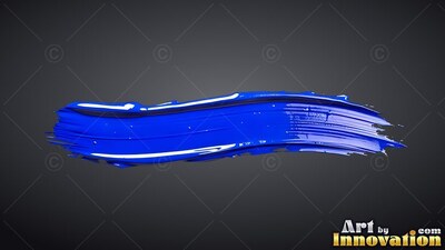 Stretched horizontally over dark gray, a heavy blue brushstroke shines under light