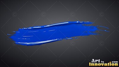 Against a solid dark gray backdrop, a single stroke of fresh blue paint sweeps across