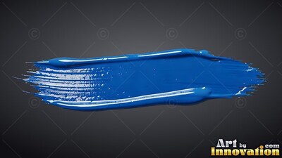 Stretching horizontally across a dark gray backdrop, a thick smear of slick blue paint