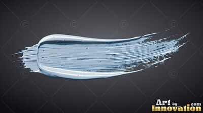 Light blue paint sweeps across deep gray with bright wet shine on top