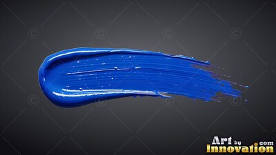 Thick ridges with bright highlights on a horizontal blue paint stroke across a shadowed backdrop