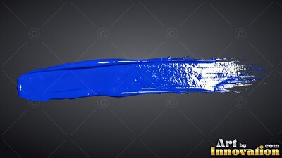 Stretched horizontally against dark gray, a thick blue paint stroke shines with white highlights