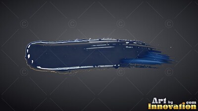 Dark blue paint stroke with wet shine on black background