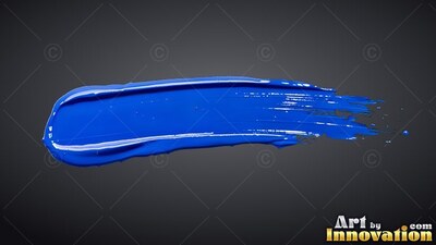 Thick horizontal streak of glossy blue paint on dark gray