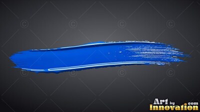Sharp white highlights gloss over a thick blue paint brushstroke on gray background