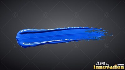 Streaking across a dark gray backdrop, a thick smear of glossy blue paint