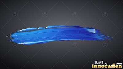 A wet blue paint stroke on a dark gray background