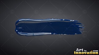 A thick streak of wet dark blue paint across a plain gray background