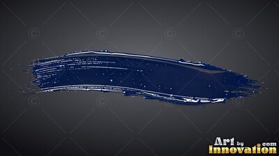 Dark blue wet paint stroke across a gray background