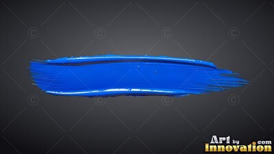 Streaking over a dark gray backdrop, a thick blue brushstroke shines with wet ridges