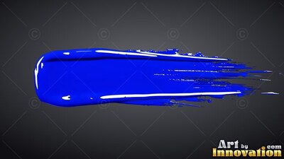 Dense blue paint stroke over a dark background