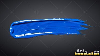 Dense blue paint stroke over plain dark gray backdrop
