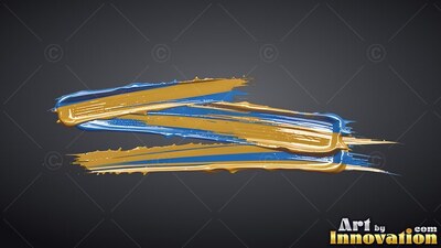 Glossy ridges on dense gold and bright blue paint strokes over a deep gray background