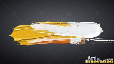 Thick yellow and white brushstroke painted with a paintbrush