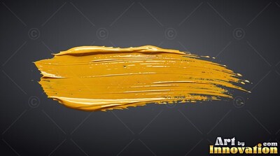 A thick smear of glossy yellow paint brushed across a deep gray backdrop