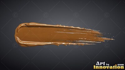 Thick streak of glossy brown paint over dark gray