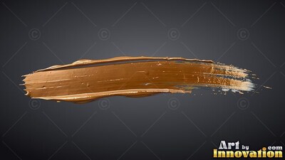 A smear of yellow-gold paint stretches horizontally, catching bright white light along its ridges