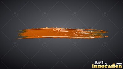 Stretching horizontally over dark gray space, a wet bronze paint stroke shines