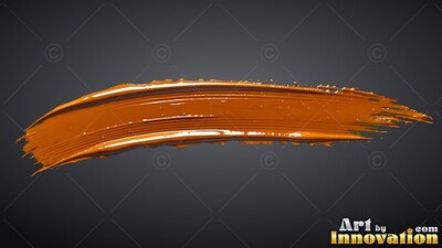 A thick brushstroke of glossy metallic gold paint over gray background