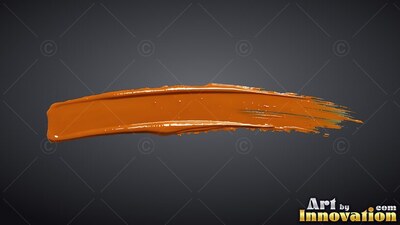 Thick stroke of glossy orange paint on a charcoal background