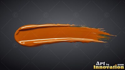 Thick orange paint stroke on a dark gray background