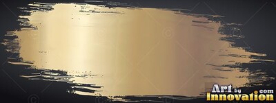 Stretched horizontally across a black background, a wide gold brushstroke shines