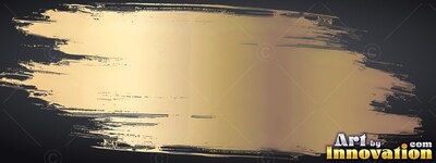 A wide stroke of brushed metallic gold paint sweeps across a shadowed background